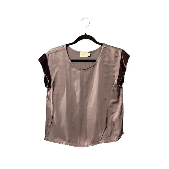 Nation LTD Satin Velvet Trimmed Blouse - Picture 1 of 5